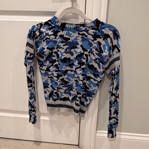 Central Park West Kids Camouflage Sweater in Blue and Black